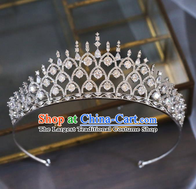 Top Grade Baroque Zircon Royal Crown Wedding Queen Hair Accessories for Women