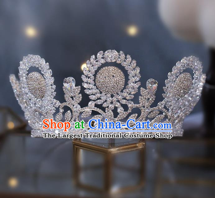 Top Grade Baroque Bride Zircon Royal Crown Wedding Queen Hair Accessories for Women