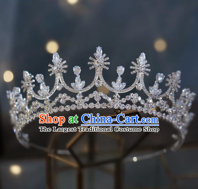 Top Grade Baroque Bride Zircon Royal Crown Wedding Queen Hair Accessories for Women