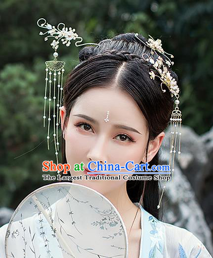 Chinese Traditional Hanfu Tassel Hairpins and Hair Claw Ancient Bride Hair Accessories for Women