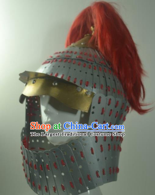 Chinese Traditional Yuan Dynasty General Helmet Ancient Soldier Hat Headwear for Men