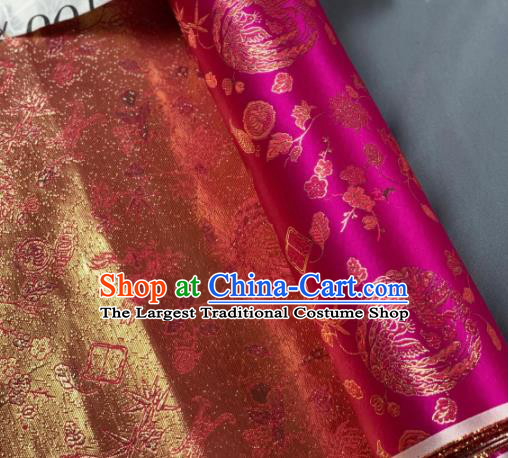 Chinese Classical Bamboo Leaf Pattern Design Rosy Silk Fabric Asian Traditional Hanfu Brocade Material