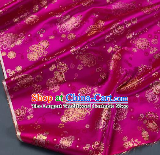 Chinese Classical Chrysanthemum Pattern Design Rosy Silk Fabric Asian Traditional Hanfu Brocade Material