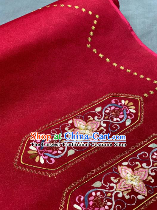 Chinese Classical Embroidered Pattern Design Red Silk Fabric Asian Traditional Hanfu Brocade Material