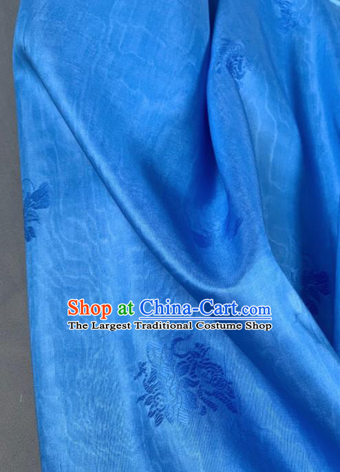 Chinese Classical Flowers Pattern Design Light Blue Silk Fabric Asian Traditional Hanfu Brocade Material