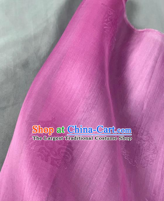 Chinese Classical Round Pattern Design Lilac Silk Fabric Asian Traditional Hanfu Brocade Material