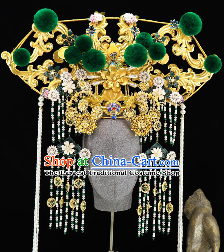 Traditional Chinese Qing Dynasty Phoenix Coronet Hairpins Headdress Ancient Empress Hair Accessories for Women