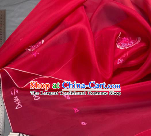 Asian Chinese Traditional Embroidered Pattern Design Red Silk Fabric Hanfu Material