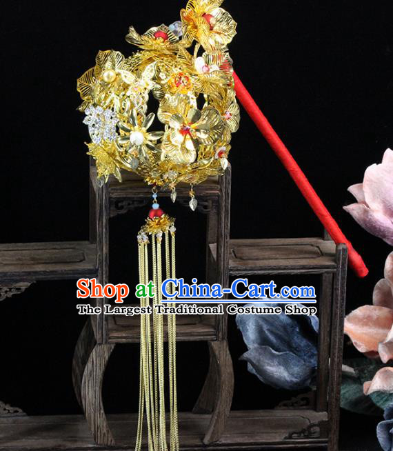 Traditional Chinese Wedding Prop Golden Lantern Ancient Bride Handmade Accessories for Women