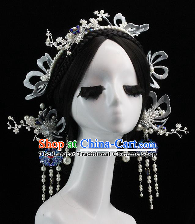 Traditional Chinese Wedding Hair Clasp Tassel Hairpins Headdress Ancient Bride Hair Accessories for Women