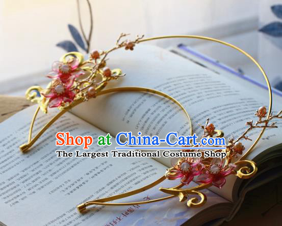 Traditional Chinese Queen Plum Golden Hair Clasp Headdress Ancient Wedding Hair Accessories for Women