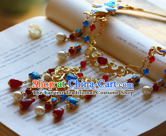 Traditional Chinese Handmade Gems Phoenix Necklace Ancient Hanfu Pearls Necklet Accessories for Women