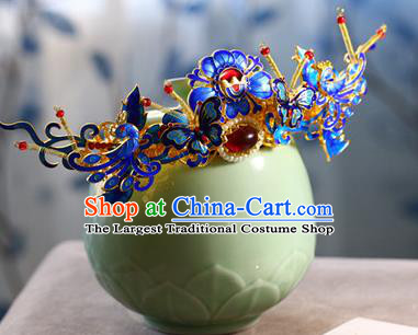 Traditional Chinese Palace Cloisonne Phoenix Hair Crown Hairpin Headdress Ancient Court Hair Accessories for Women