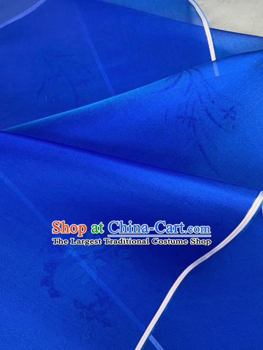 Chinese Traditional Orchid Pattern Design Royalblue Silk Fabric Asian Hanfu Material