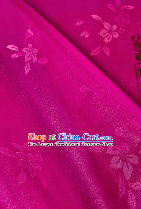 Chinese Traditional Classical Flowers Pattern Design Rosy Silk Fabric Asian Hanfu Material