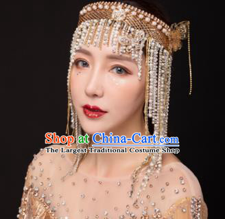 Traditional Chinese Stage Show Tassel Golden Hair Clasp Headdress Handmade Catwalks Hair Accessories for Women