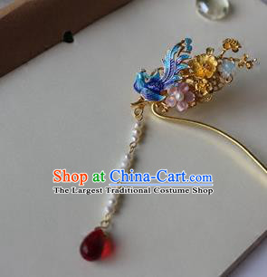 Traditional Chinese Bride Cloisonne Hairpin Headdress Ancient Court Hair Accessories for Women