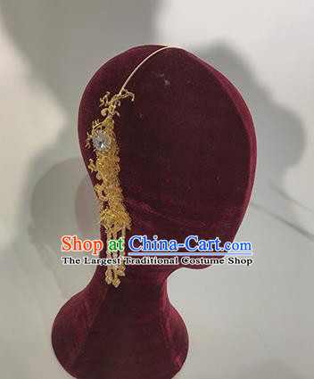 Traditional Chinese Stage Show Golden Hair Clasp Headdress Handmade Catwalks Hair Accessories for Women