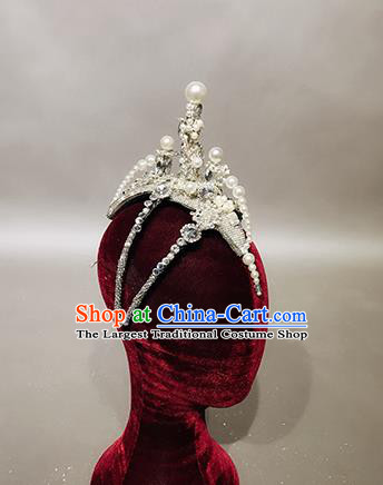 Top Stage Show Argent Royal Crown Headdress Handmade Catwalks Hair Accessories for Women