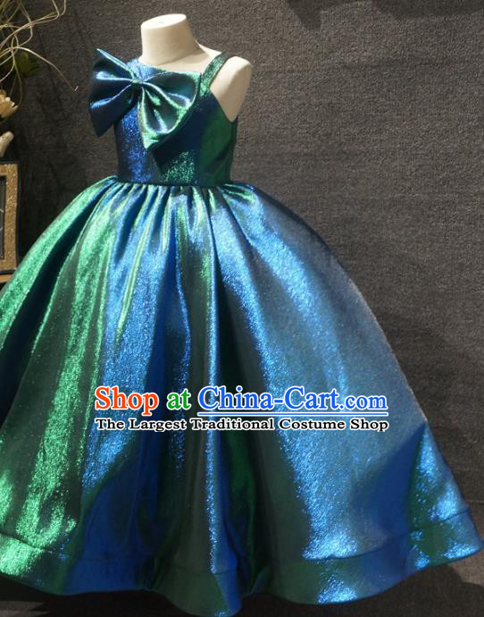 Top Grade Children Princess Green Full Dress Catwalks Stage Show Birthday Costume for Kids