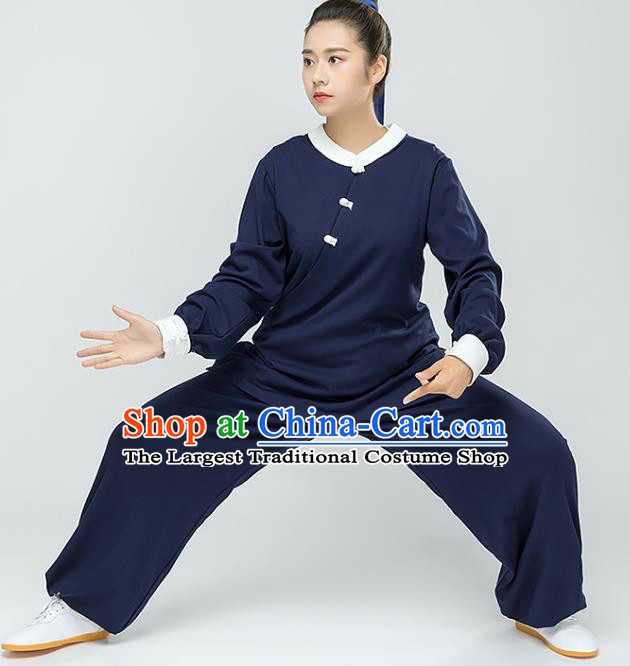 Traditional Chinese Tai Chi Kung Fu Navy Outfits Martial Arts Stage Performance Costumes for Women