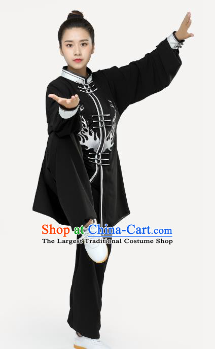 Top Tai Chi Kung Fu Black Outfits Chinese Traditional Martial Arts Stage Performance Costumes for Women