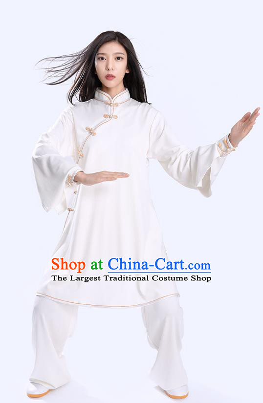 Top Tai Chi Kung Fu Competition White Outfits Chinese Traditional Martial Arts Costumes for Women