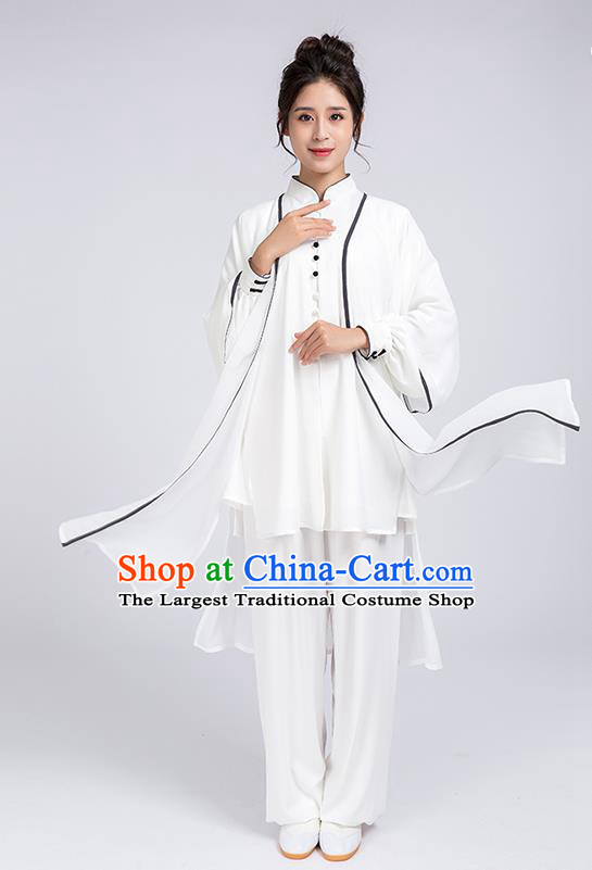 Top Chinese Martial Arts Black Edge Outfits Traditional Tai Chi Kung Fu Training Costumes for Women