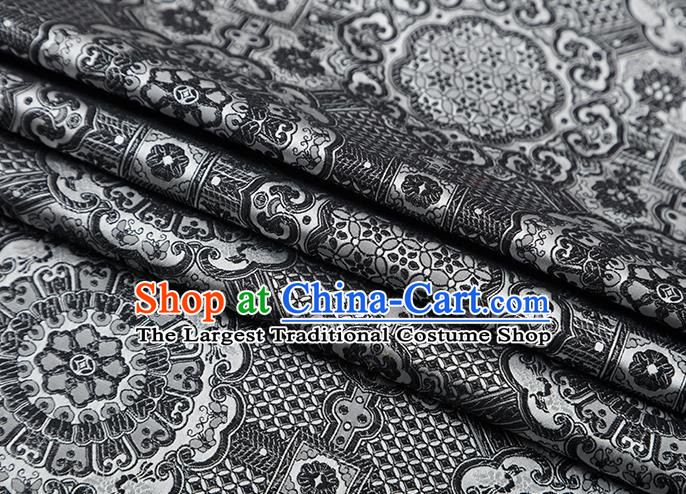 Chinese Traditional Avalokitesvara Pattern Grey Brocade Fabric Cheongsam Satin Tapestry Drapery