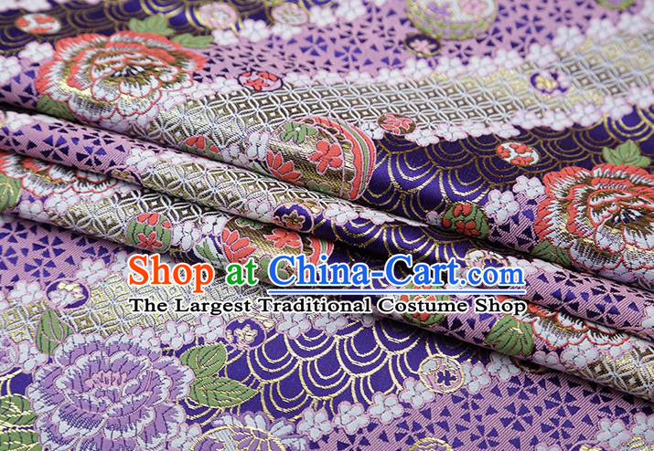 Chinese Traditional Peony Pattern Royalblue Brocade Fabric Cheongsam Satin Tapestry Drapery