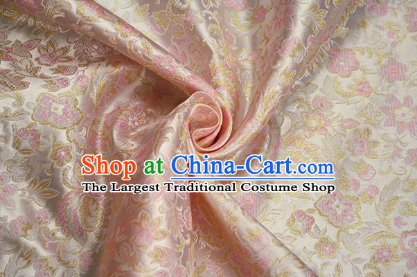 Chinese Traditional Flowers Pattern Design Pink Brocade Fabric Hanfu Dress Satin Drapery