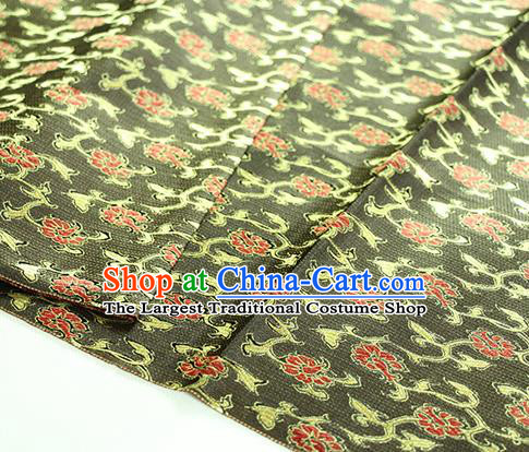 Chinese Traditional Roses Pattern Design Brown Brocade Fabric Hanfu Dress Satin Drapery