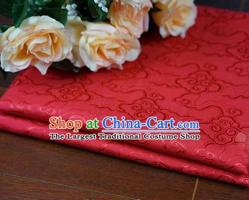 Chinese Traditional Cloud Pattern Design Red Brocade Fabric Hanfu Dress Satin Drapery