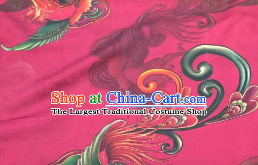 Chinese Traditional Phoenix Design Pattern Rosy Silk Fabric Cheongsam Gambiered Guangdong Gauze Drapery