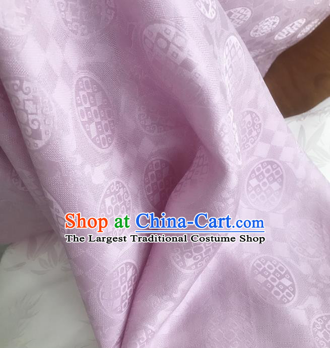 Chinese Traditional Round Design Pattern Lilac Silk Fabric Cheongsam Mulberry Silk Drapery