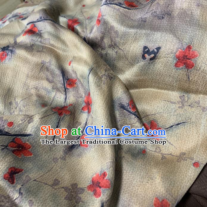 Chinese Traditional Red Flower Design Pattern Silk Fabric Cheongsam Mulberry Silk Drapery