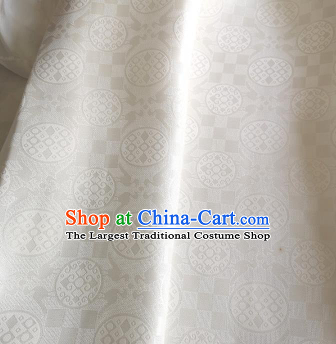 Chinese Traditional Round Design Pattern White Silk Fabric Cheongsam Mulberry Silk Drapery