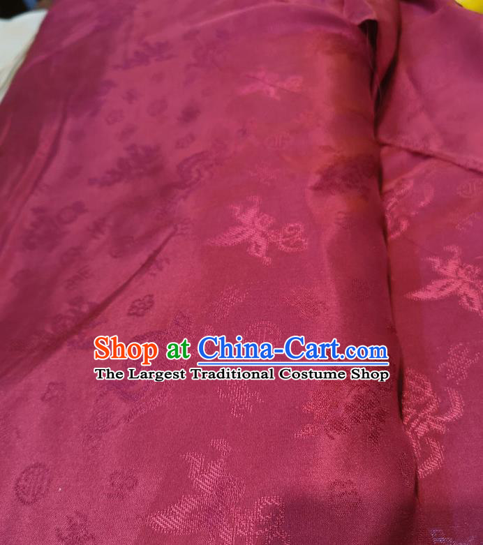 Chinese Traditional Jacquard Design Pattern Wine Red Silk Fabric Cheongsam Mulberry Silk Drapery