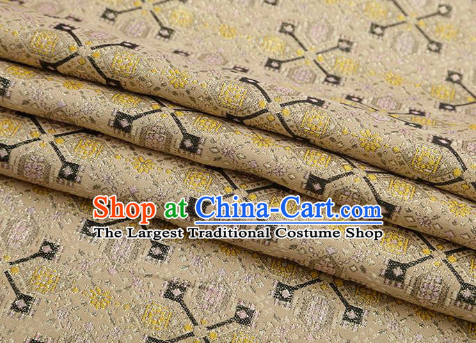 Chinese Traditional Jacquard Graph Pattern Yellow Brocade Fabric Cheongsam Tapestry Drapery