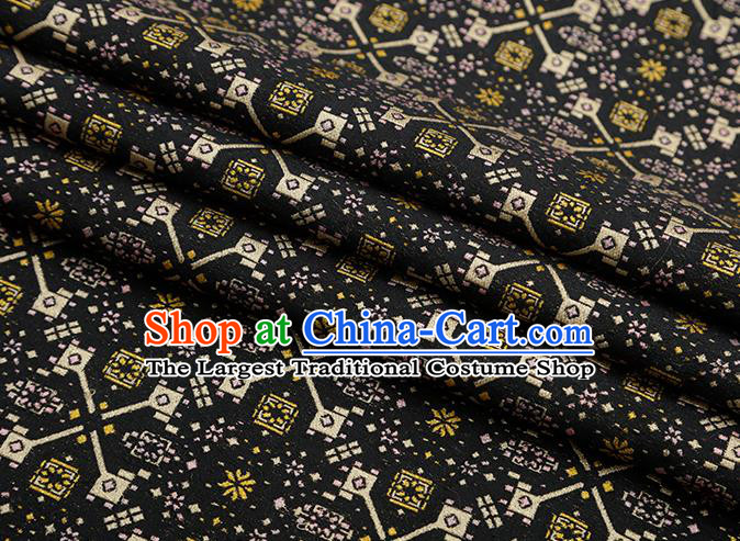 Chinese Traditional Jacquard Graph Pattern Black Brocade Fabric Cheongsam Tapestry Drapery