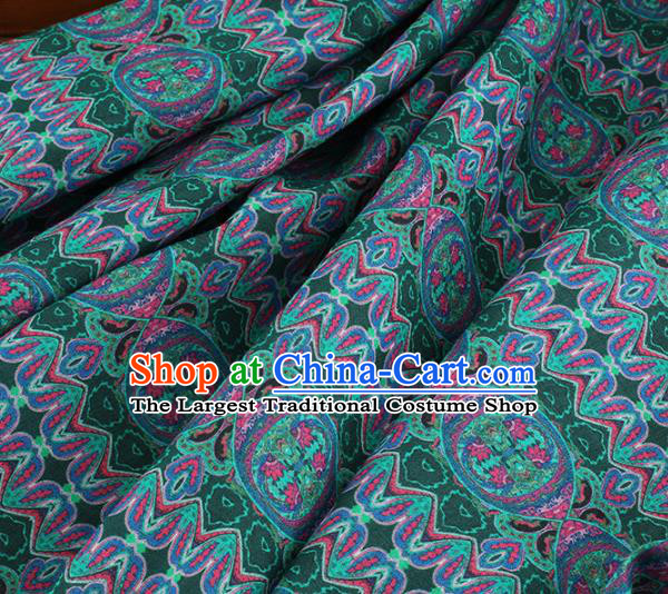 Chinese Traditional Flowers Design Pattern Deep Green Ramie Fabric Cheongsam Ramee Drapery