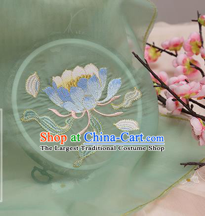 Chinese Traditional Embroidered Epiphyllum Green Cloth Applique Accessories Embroidery Patch