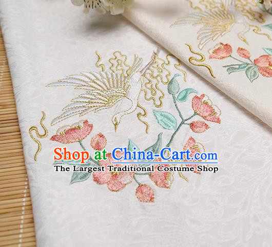 Chinese Traditional Embroidered Begonia Egret White Silk Applique Accessories Embroidery Patch