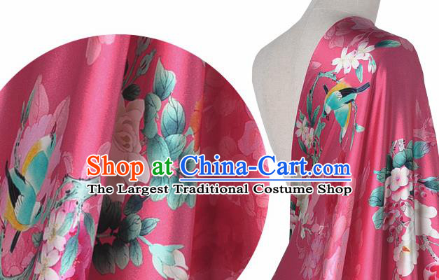 Chinese Classical Magnolia Pattern Design Peach Pink Silk Fabric Asian Traditional Hanfu Mulberry Silk Material