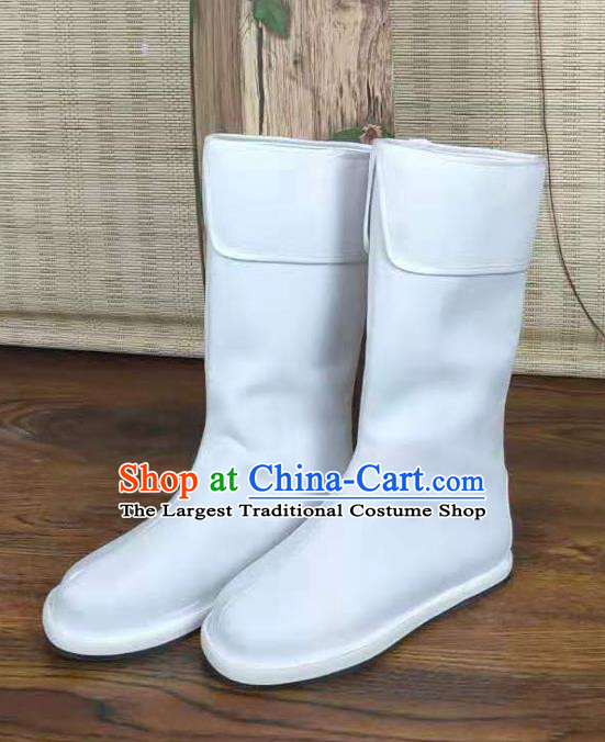 Traditional Chinese Swordsman White Boots Kung Fu Boots Opera Shoes Hanfu Shoes for Men