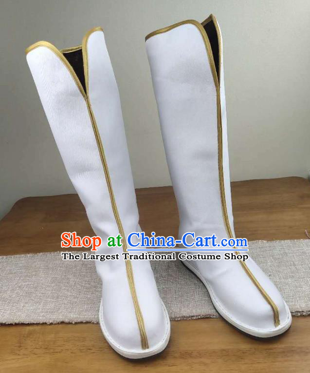 Traditional Chinese The Untamed Swordsman White Boots Kung Fu Boots Opera Shoes Hanfu Shoes for Men