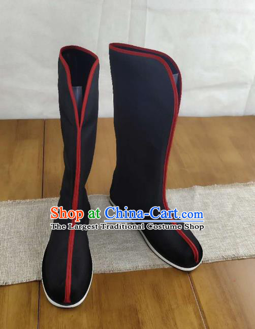 The Untamed Traditional Chinese Cosplay Swordsman Black Boots Kung Fu Boots Opera Shoes Hanfu Shoes for Men