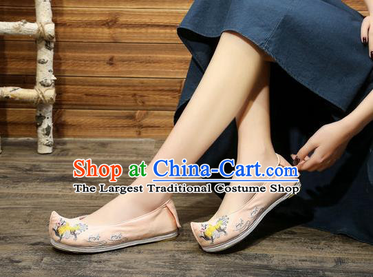 Chinese Embroidered Lion Pink Shoes Hanfu Shoes Women Shoes Opera Shoes Princess Shoes