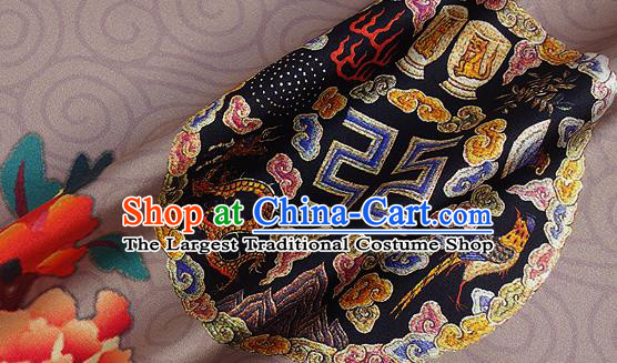 Chinese Classical Dragon Peony Pattern Design Light Brown Silk Fabric Asian Traditional Hanfu Mulberry Silk Material