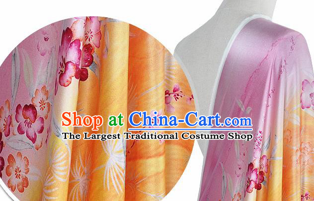 Chinese Classical Primrose Pattern Design Pink Silk Fabric Asian Traditional Hanfu Mulberry Silk Material